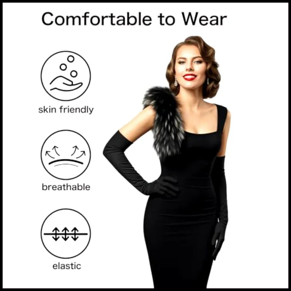 Satin Opera Gloves Formal Elegant Stretchy Long Gloves Costume Accessories